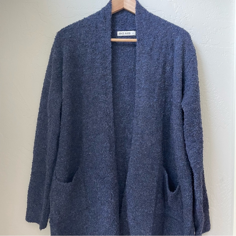 Crace Karin Wool Blend Longline‎ Oversize Open Front Cardigan Sweater Size: XL - Picture 5 of 11